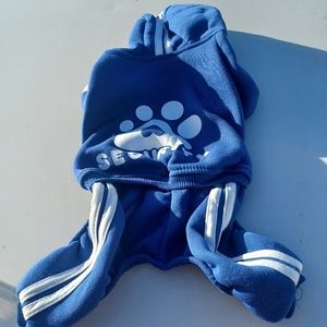 Doggie sweatsuit size small Color Blue Say Security